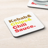 Kebab & Chips & Chili Sauce. Getränkeuntersetzer (Linke Seite)