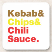 Kebab & Chips & Chili Sauce. Getränkeuntersetzer (Vorderseite)
