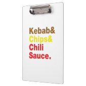 Kebab & Chips & Chili Sauce. Klemmbrett (Links)