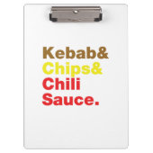 Kebab & Chips & Chili Sauce. Klemmbrett (Vorderseite)