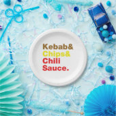 Kebab & Chips & Chili Sauce. Pappteller (Party)