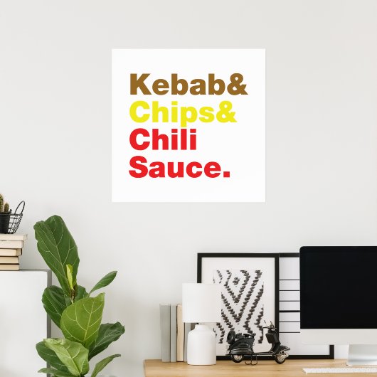 Kebab & Chips & Chili Sauce. Poster (Heimbüro)