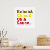 Kebab & Chips & Chili Sauce. Poster (Küche)