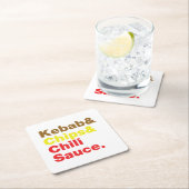 Kebab & Chips & Chili Sauce. Rechteckiger Pappuntersetzer (Vor Ort)