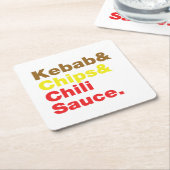 Kebab & Chips & Chili Sauce. Rechteckiger Pappuntersetzer (angewinkelt)