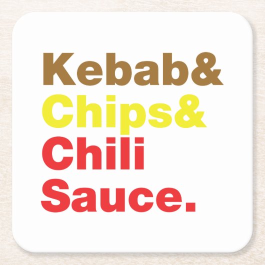 Kebab & Chips & Chili Sauce. Rechteckiger Pappuntersetzer (Vorderseite)