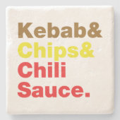 Kebab & Chips & Chili Sauce. Steinuntersetzer (Vorderseite)