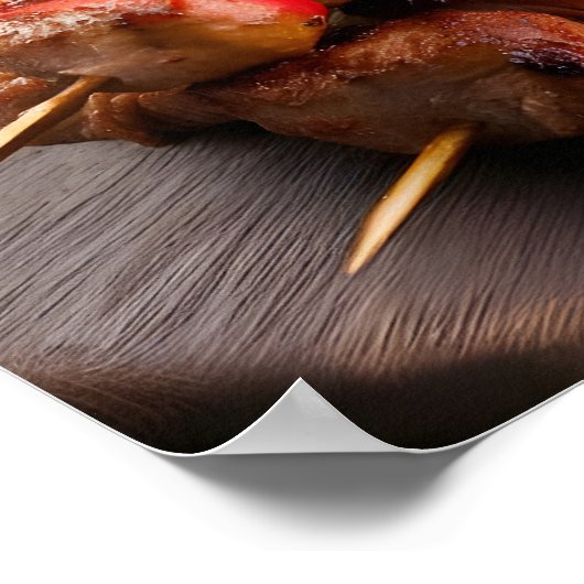 Kebab mit Gemüse bewässern Poster (Ecke)