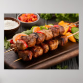 Kebab mit Gemüse bewässern Poster (Vorne)