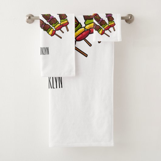 Kebab- oder kabob-Cartoon-Abbildung Badhandtuch Set (Insitu)