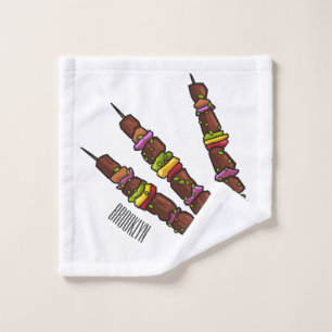 Kebab- oder kabob-Cartoon-Abbildung Badhandtuch Set