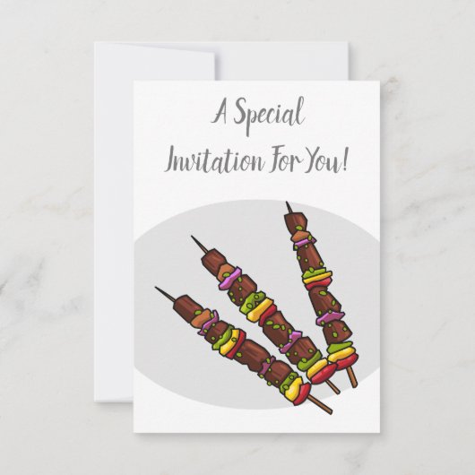 Kebab- oder kabob-Cartoon-Abbildung Einladung (Rückseite)