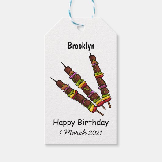 Kebab- oder kabob-Cartoon-Abbildung Geschenkanhänger (Vorderseite)