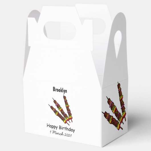 Kebab- oder kabob-Cartoon-Abbildung Geschenkschachtel (Geöffnet)