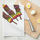 Kebab- oder kabob-Cartoon-Abbildung Geschirrtuch (Viertel Falte)