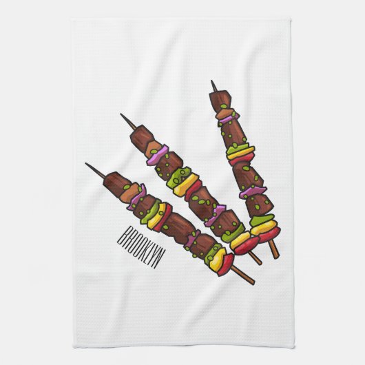 Kebab- oder kabob-Cartoon-Abbildung Geschirrtuch (Vertikal)