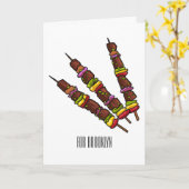 Kebab- oder kabob-Cartoon-Abbildung Karte (Gelbe Blume)