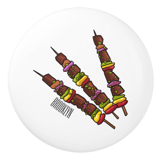 Kebab- oder kabob-Cartoon-Abbildung Keramikknauf (Vorderseite)