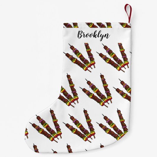 Kebab- oder kabob-Cartoon-Abbildung Kleiner Weihnachtsstrumpf (Rückseite)