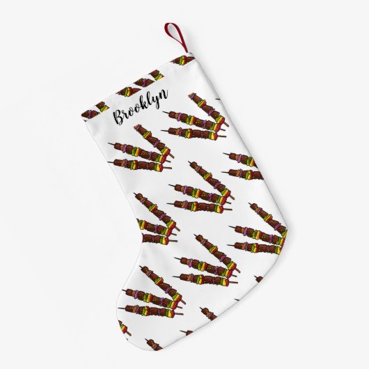 Kebab- oder kabob-Cartoon-Abbildung Kleiner Weihnachtsstrumpf (Rückseite (Hängend))