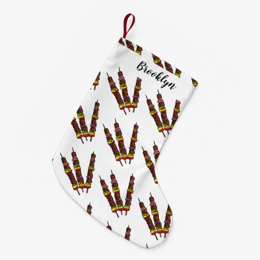 Kebab- oder kabob-Cartoon-Abbildung Kleiner Weihnachtsstrumpf (Vorderansicht (hängend))