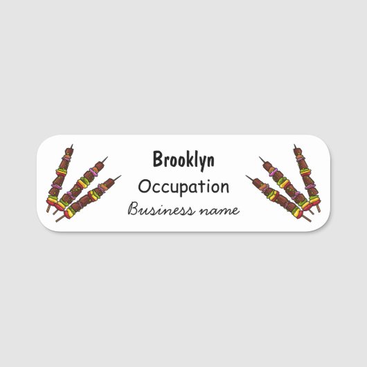 Kebab- oder kabob-Cartoon-Abbildung Namensschild (Vorderseite)