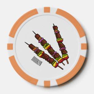 Kebab- oder kabob-Cartoon-Abbildung Pokerchips
