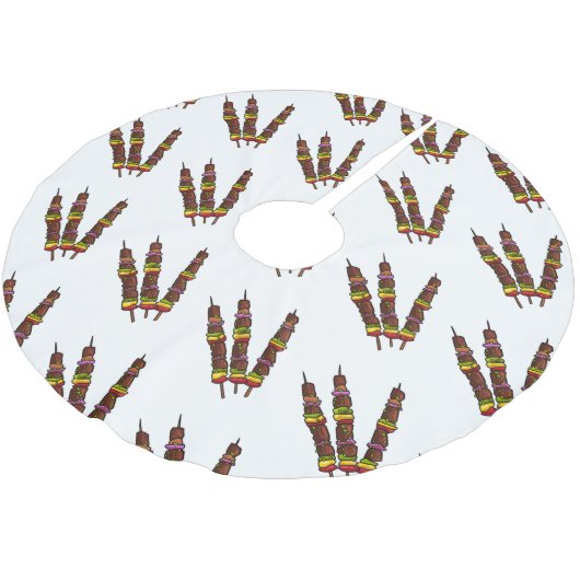 Kebab- oder kabob-Cartoon-Abbildung Polyester Weihnachtsbaumdecke (Schrägansicht)