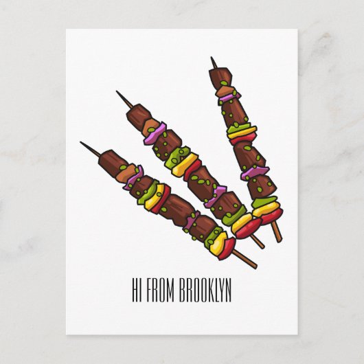 Kebab- oder kabob-Cartoon-Abbildung Postkarte (Vorderseite)