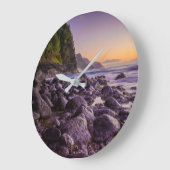 Ke'e Beach bei Sunrise, Kauai, Hawaii Große Wanduhr (Winkel)