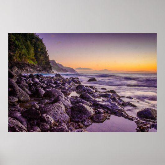 Ke'e Beach bei Sunrise, Kauai, Hawaii Poster (Vorne)