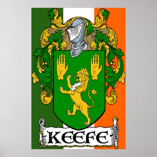 Keefe Coat of Arms Irish Flag Print Poster (Vorne)