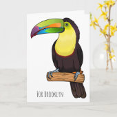Keel-billed toucan bird cartoon illustration karte (Gelbe Blume)