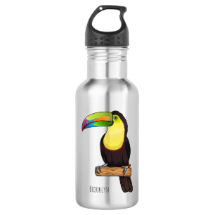 Keel-Blau-Tucan-Cartoon-Abbildung Edelstahlflasche