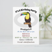 Keel-Blau-Tucan-Cartoon-Abbildung Einladung (Stehend Vorderseite)