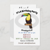 Keel-Blau-Tucan-Cartoon-Abbildung Einladung (Vorne/Hinten)