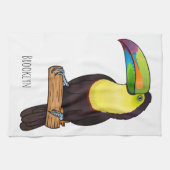 Keel-Blau-Tucan-Cartoon-Abbildung Geschirrtuch (Horizontal)