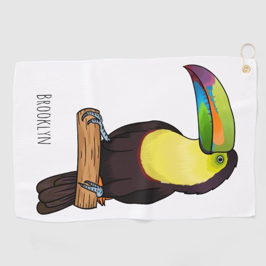 Keel-Blau-Tucan-Cartoon-Abbildung Golfhandtuch (Horizontal)