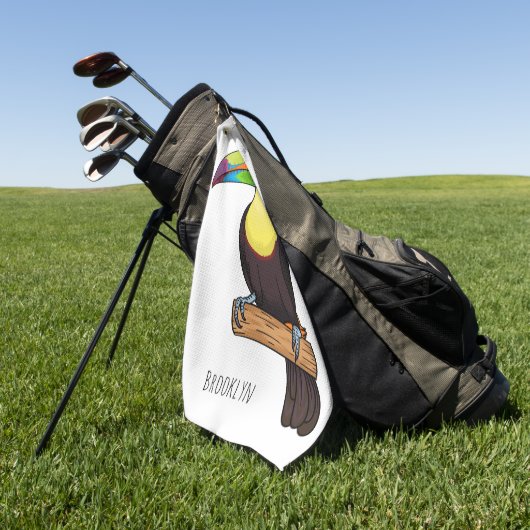 Keel-Blau-Tucan-Cartoon-Abbildung Golfhandtuch (Gras)