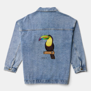 Keel-Blau-Tucan-Cartoon-Abbildung Jeansjacke