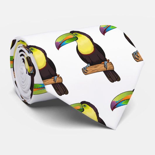 Keel-Blau-Tucan-Cartoon-Abbildung Krawatte (Gerollt)