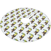 Keel-Blau-Tucan-Cartoon-Abbildung Polyester Weihnachtsbaumdecke (Schrägansicht)