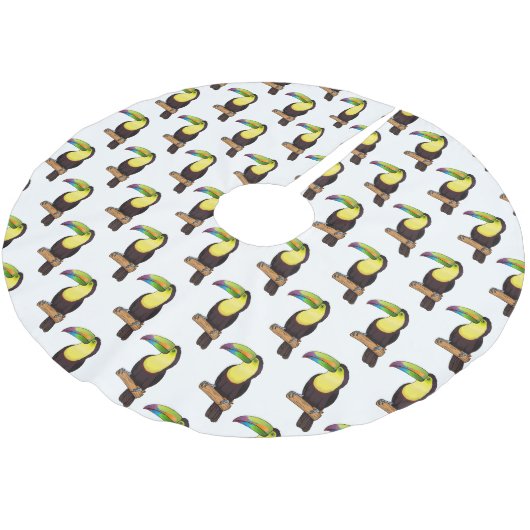 Keel-Blau-Tucan-Cartoon-Abbildung Polyester Weihnachtsbaumdecke (Schrägansicht)