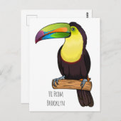 Keel-Blau-Tucan-Cartoon-Abbildung Postkarte (Vorne/Hinten)