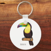 Keel-Blau-Tucan-Cartoon-Abbildung Schlüsselanhänger (Vorderseite)