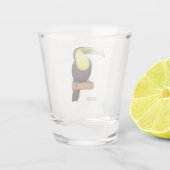 Keel-Blau-Tucan-Cartoon-Abbildung Schnapsglas (Rückseite)
