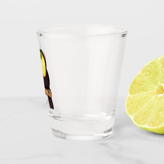 Keel-Blau-Tucan-Cartoon-Abbildung Schnapsglas (Rechts)