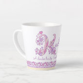 Keelin-Buchstabe K-Name bedeutet Monogramm Latte-T Milchtasse (Linke Ecke)