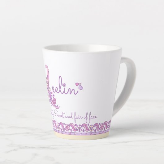 Keelin-Buchstabe K-Name bedeutet Monogramm Latte-T Milchtasse (Rechte Ecke)