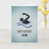 Keen Swimmer Metal Look - Männliche Brust Geburtst Karte (Gelbe Blume)